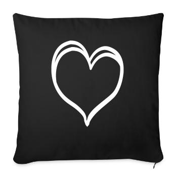 Cœur Blanc - Housse de coussin décorative 45 x 45 cm - noir - Devant