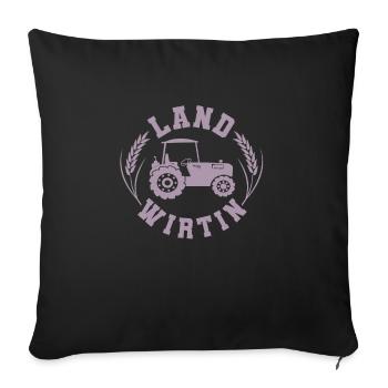 Landwirtin Traktor Trecker - Sofakissenbezug 45 x 45 cm - Schwarz - Vorne