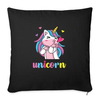 Licorne Douce Licorne - Housse de coussin décorative 45 x 45 cm - noir - Devant