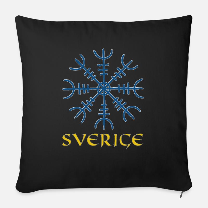 Wikinger Kompass Vegvisir Schwede Sverige Geschenk - Sofakissenbezug 45 x 45 cm - Schwarz