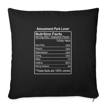 Amusement Park Lover nutrition facts - Sofa pillowcase 17,3'' x 17,3'' (45 x 45 cm) - black - Front
