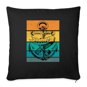 Retro Papitän Bateau de la fête des pères Bateau Papa - Housse de coussin décorative 45 x 45 cm - noir - Devant