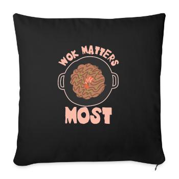 Wok Cuisine asiatique Cuisiner des plats - Housse de coussin décorative 45 x 45 cm - noir - Devant