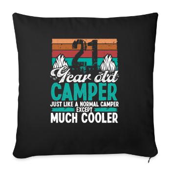21 Year Old Camper Scouting Camping 21 Birthday - Sofa pillowcase 17,3'' x 17,3'' (45 x 45 cm) - black - Front