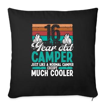 16 Year Old Camper Scouting Camping 16 Birthday - Sofa pillowcase 17,3'' x 17,3'' (45 x 45 cm) - black - Front