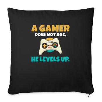 Un joueur ne vieillit pas, il améliore le jeu amusant - Housse de coussin décorative 45 x 45 cm - noir - Devant