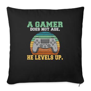 Un joueur ne vieillit pas, il améliore le jeu amusant - Housse de coussin décorative 45 x 45 cm - noir - Devant