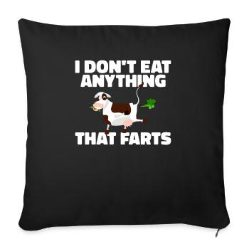 Je ne mange rien qui pète Végétalien Végétarien - Housse de coussin décorative 45 x 45 cm - noir - Devant
