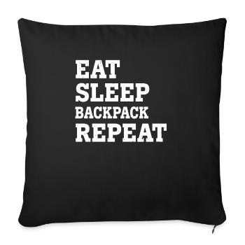 EAT SLEEP BACKPACK REPEAT FUNNY SARCASTIC - Sofa pillowcase 17,3'' x 17,3'' (45 x 45 cm) - black - Front