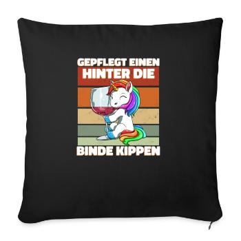 Weincorn Wein Einhorn - Saufen Trinken - Lustiges - Sofakissenbezug 45 x 45 cm - Schwarz - Vorne