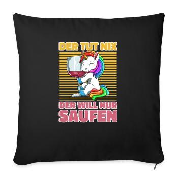 Saufen Bier Trinken Einhorn - Lustiges Saufen - Sofakissenbezug 45 x 45 cm - Schwarz - Vorne