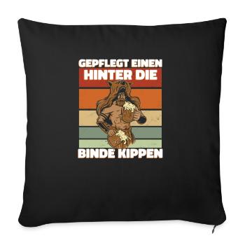 Saufen Bier Trinken Randalieren - Lustiges Saufen - Sofakissenbezug 45 x 45 cm - Schwarz - Vorne
