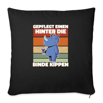 Süßes Saufen Wein Trinken Nashorn - Lustiges - Sofakissenbezug 45 x 45 cm - Schwarz - Vorne