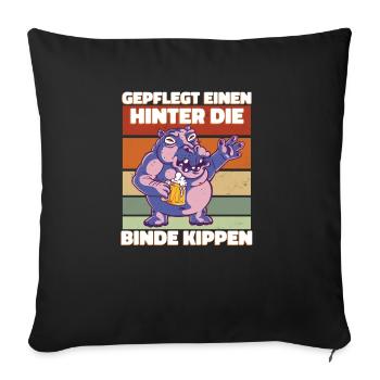 Saufen Bier Trinken - Lustiges Saufen - Sofakissenbezug 45 x 45 cm - Schwarz - Vorne