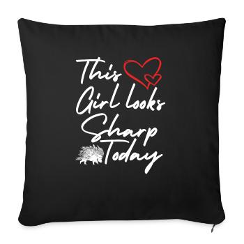 Cette fille a l’air nette aujourd’hui - Porcupine - Housse de coussin décorative 45 x 45 cm - noir - Devant