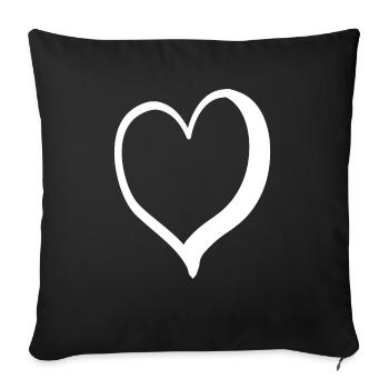 Cœur blanc et froid - Housse de coussin décorative 45 x 45 cm - noir - Devant