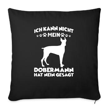 Dobermann Hundehalter Motiv Hund Dobermann Gassi - Sofakissenbezug 45 x 45 cm - Schwarz - Vorne