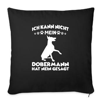Dobermann Gassi Hundetraining lustiges Dobermann - Sofakissenbezug 45 x 45 cm - Schwarz - Vorne