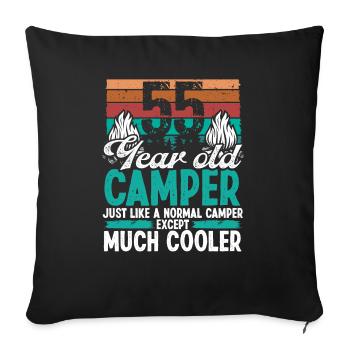 55 Year Old Camper Scouting Camping 55 Birthday - Sofa pillowcase 17,3'' x 17,3'' (45 x 45 cm) - black - Front
