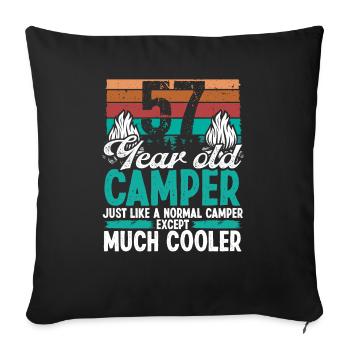 57 Year Old Camper Scouting Camping 57 Birthday - Sofa pillowcase 17,3'' x 17,3'' (45 x 45 cm) - black - Front