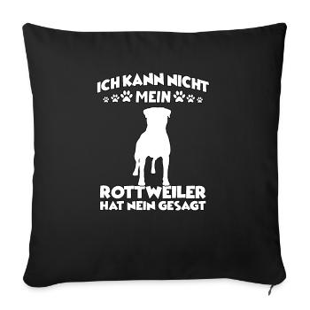 Rotweiler Gassi Motiv Hundebesitzer Rottweiler - Sofakissenbezug 45 x 45 cm - Schwarz - Vorne