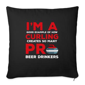 Sport Sports d’hiver Sport de balle Curling - Housse de coussin décorative 45 x 45 cm - noir - Devant