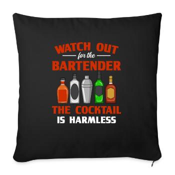 Barman Cocktail Bartender Barkeeper - Housse de coussin décorative 45 x 45 cm - noir - Devant