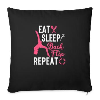 Eat Sleep Back Flip Repeat Acrobat Gymnastics Funny - Sofa pillowcase 17,3'' x 17,3'' (45 x 45 cm) - black - Front