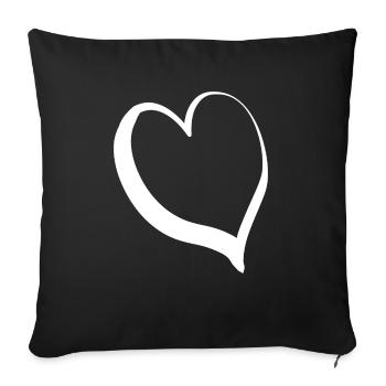 Cœur blanc et froid - Housse de coussin décorative 45 x 45 cm - noir - Devant