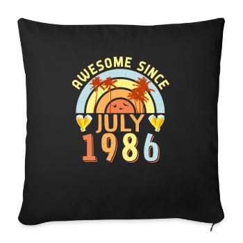 1986 Rétro en juillet - Housse de coussin décorative 45 x 45 cm - noir - Devant