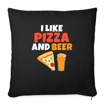 J’aime la pizza et la bière - Housse de coussin décorative 45 x 45 cm - noir - Devant