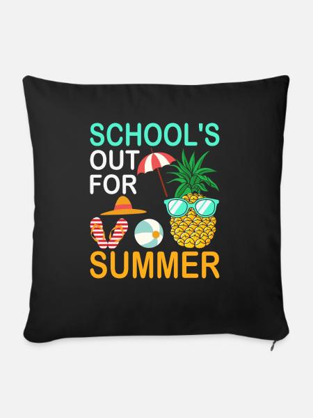 Schule Fertig Sommerferien Spruch - Sofakissenbezug 45 x 45 cm - Schwarz