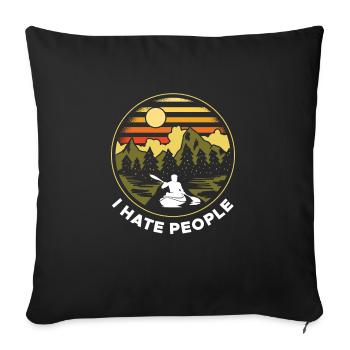 Vintage Retro Kayak Shirt Gift I Hate People - Sofa pillowcase 17,3'' x 17,3'' (45 x 45 cm) - black - Front