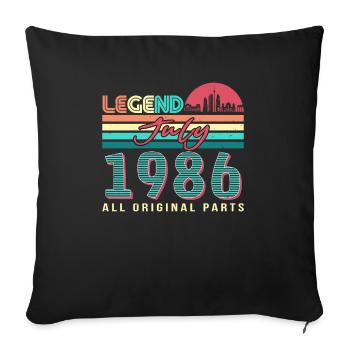 Né en 1986 en juillet - Housse de coussin décorative 45 x 45 cm - noir - Devant