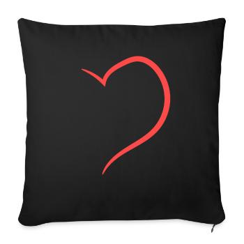 Demi-cœur en rouge design - Housse de coussin décorative 45 x 45 cm - noir - Devant