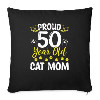 50th Birthday Cat Mother Proud 50 Year Old Cat Mom - Sofa pillowcase 17,3'' x 17,3'' (45 x 45 cm) - black - Front