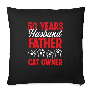 50 Year Old Cat Father Day 50th Birthday Cat Dad - Sofa pillowcase 17,3'' x 17,3'' (45 x 45 cm) - black - Front