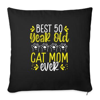 Best 50 Year Old Cat Mom Cat Mother 50th Birthday - Sofa pillowcase 17,3'' x 17,3'' (45 x 45 cm) - black - Front