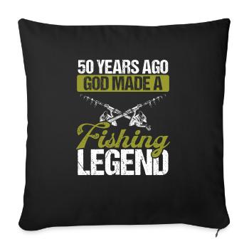 50 ans De pêche Légende Pêcheur 50e anniversaire - Housse de coussin décorative 45 x 45 cm - noir - Devant