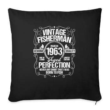 1963 Birthday for Men Fishing Rod 1963 Year - Sofakissenbezug 45 x 45 cm - Schwarz - Vorne