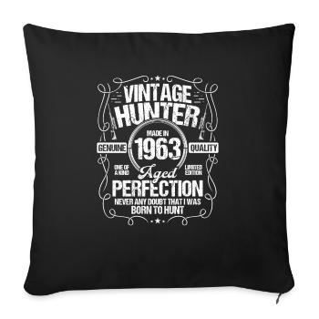 1963 Anniversaire pour homme Chien de chasse 1963 Année Chasseur - Housse de coussin décorative 45 x 45 cm - noir - Devant