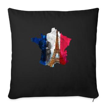 Frankreich - Sofakissenbezug 45 x 45 cm - Schwarz - Vorne