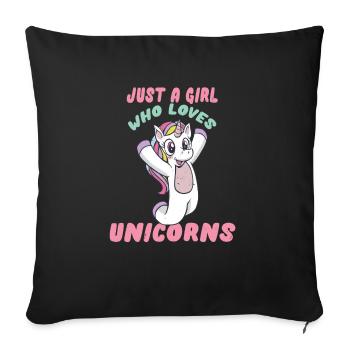 Licorne magique Juste une fille qui aime les licornes - Housse de coussin décorative 45 x 45 cm - noir - Devant