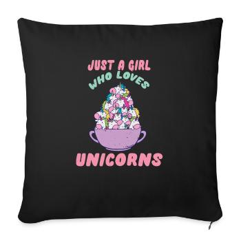 Licorne magique Juste une fille qui aime les licornes - Housse de coussin décorative 45 x 45 cm - noir - Devant