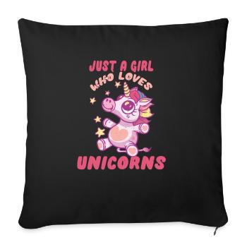 Licorne magique Juste une fille qui aime les licornes - Housse de coussin décorative 45 x 45 cm - noir - Devant