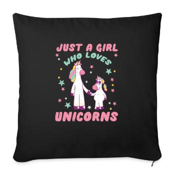 Licorne magique Juste une fille qui aime les licornes - Housse de coussin décorative 45 x 45 cm - noir - Devant