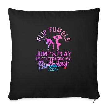 Flip Tumble Jump Game Gymnastics Birthday Gymnast - Sofa pillowcase 17,3'' x 17,3'' (45 x 45 cm) - black - Front