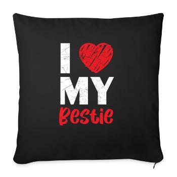 J’aime mon meilleur ami ami amitié BFF Squad - Housse de coussin décorative 45 x 45 cm - noir - Devant