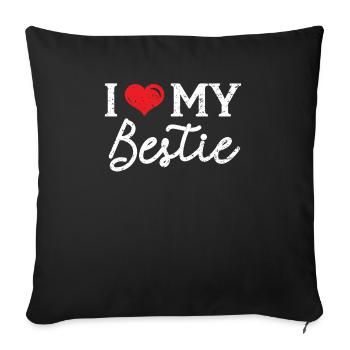 J’aime mon meilleur ami ami amitié BFF Squad - Housse de coussin décorative 45 x 45 cm - noir - Devant