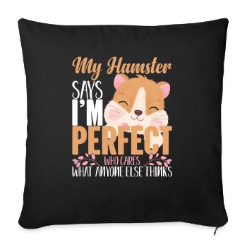 Propriétaires d’animaux mignons Hamster Adore mon hamster - Housse de coussin décorative 45 x 45 cm - noir - Devant